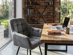 Szürke MARLEN VELVET étkezőfotel fekete lábakkal