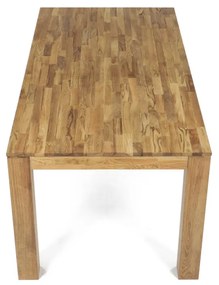 Étkezőasztal 180x90x75, tömör fehér tölgy, olajos felületkezelés, 10x10 cm-es lábak