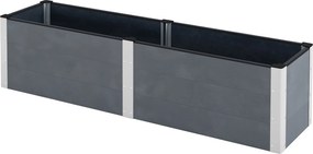 Outsunny Magasított Kertágyás, Virágtartó, Ültető doboz, Zöldséges Ágyás Nyitott Aljjal, Fűszerágyás Kerthez, Erkélyhez, Szürke, 200 x 50 x 56 cm | Ao