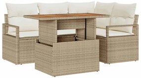 vidaXL Kert étkező szett párnával 5 pcs Beige és krém