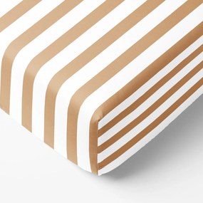 Goldea pamut gumis lepedő - őszi barna csíkos 90 x 200 cm