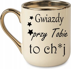 Elegáns bögre Csillagok melletted ch.j arany díszítéssel 330 Krém