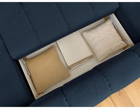 Sötétkék kinyitható-tárolóhelyes sarokkanapé (bal oldali-U alakú) Fuji – Bobochic Paris