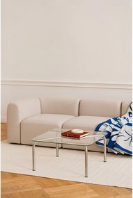 Ezüstszínű dohányzóasztal üveg asztallappal 60x80 cm Uku – noo.ma