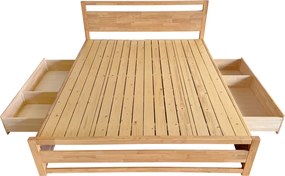 Franciaágy, 180x200, masszív fa, természetes, SHEILA