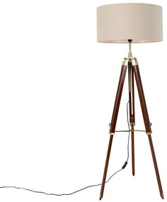 Állólámpa sárgarézzel, világosbarna árnyékolóval, 50 cm-es állvány - Cortin