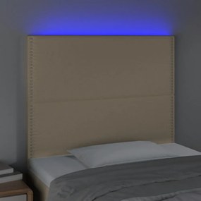 krémszínű szövet LED-es fejtámla 90x5x118/128 cm