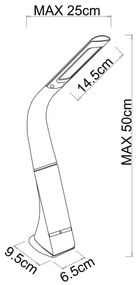 Globo 58337B - SOPHIE asztali LED-lámpa, érintéses fényerőszabályzóval, tölthető, LED/5W/5V, 2200 mAh