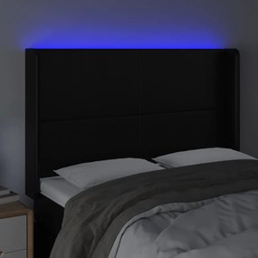 fekete műbőr LED-es fejtámla 147x16x118/128 cm