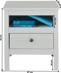 Éjjeliszekrény 1S, fehér, OLJE