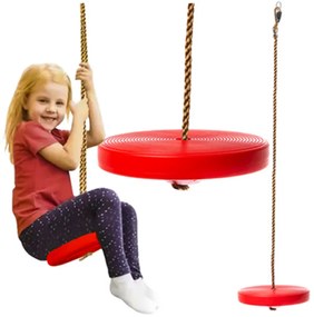 Gyerek műanyag korong hinta 175 cm-es kötéllel, 28 cm, piros
