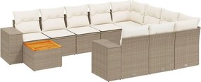 vidaXL 11 részes bézs polyrattan kerti ülőgarnitúra párnákkal