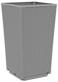 2 db világosszürke polipropilén kerti virágláda 32,5x32,5x57 cm