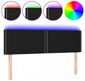fekete szövet LED-es fejtámla 144x5x78/88 cm