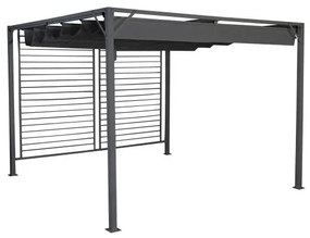 Prémium pergola szürke acél vázzal és poliészter tetővel 300x300x230 cm
