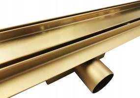 Lineáris Padlóösszefolyó 80CM Arany Alacsony Zuhany Szerelés 54MM A4H 2IN1