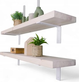 Fali polc fa fehérített fehér konzolok Skandináv 100cm x 30cm