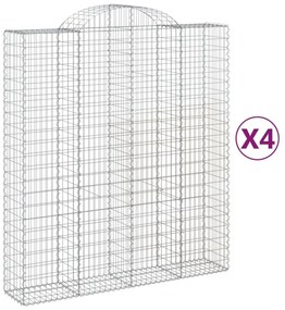 4 db íves horganyzott vas gabion kosár 200x50x220/240 cm