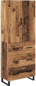 vidaXL Magasfiú 2 pcs Öreg fa 69,5 x 34 x 180 cm Műanyag Fa és Üveg