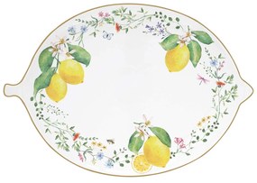 Mediterrán porcelán citrom formájú porcelán tálca 30x21,5 cm Fleurs et Citrons