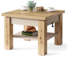Mazzoni CLEO Artisan Tölgy/Bézs (Pezsgő) - NYITHATÓ/MAGASÍTHATÓ DOHÁNYZÓASZTAL ÉTKEZŐASZTAL ÉS DOHÁNYZÓASZTAL EGYBEN