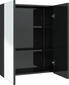 vidaXL fényes fekete MDF tükrös fürdőszobaszekrény 60 x 15 x 75 cm