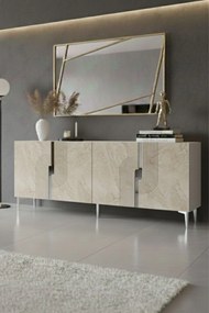Meyra 180 - White, Travertine, Silver