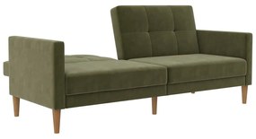 Zöld bársony kinyitható kanapé 207 cm Lilly – Støraa
