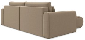 Világosbarna bársony kinyitható-tárolóhelyes sarokkanapé (bal oldali-heverő résszel) Kapua – Makamii