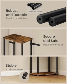 Szerszám nélküli, gyorsan összeszerelhető, 6 polcos tárolószekrény, barna/fekete