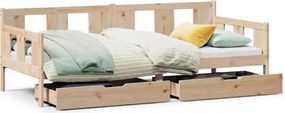 vidaXL tömör fenyőfa kanapéágy fiókokkal 80 x 200 cm
