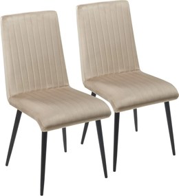 HOMCOM 2 db Kárpitozott Velúr Hatású Szövet Étkezőszék Acél Lábakkal és Helytakarékos Dizájnnal, 43x58x90 cm, Barna és Fekete | Aosom