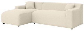 Bézs-krémszínű kordbársony sarokkanapé (bal oldali-heverő résszel) Martin – Ropez