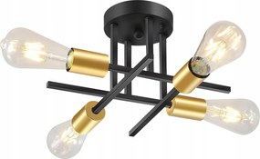 Függő Lámpa Fekete Csillár E27 Mennyezeti Lámpa Arany Retro Nappali