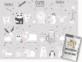 Fotótapéta Flizelina Gyerekek Doodle Játék Állatok 400x280 ragasztó