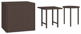 3 db barna polyrattan kisasztal