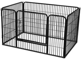 Kutya kennel, kutyaketrec 122x80x70 cm, kültéri kisállat kifutó, fekete