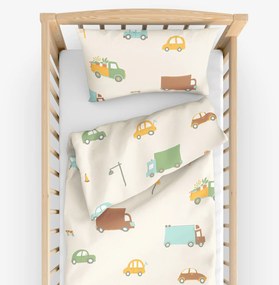 Goldea gyermek pamut ágyneműhuzat kiságyba - az autók világa 100 x 135 és 40 x 60 cm