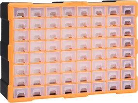 vidaXL többfiókos szervező 64 fiókkal 52 x 16 x 37,5 cm
