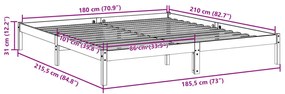 tömör fenyőfa extra hosszú ágykeret matrac nélkül 180 x 210 cm