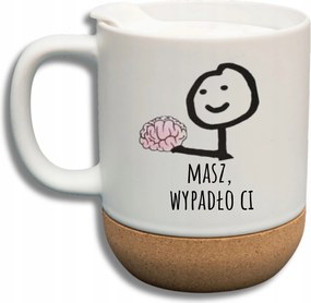 Fehér Bögre Fedéllel És Parafa Aljjal Ajándék