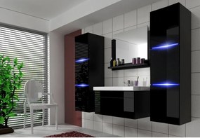 PRINCE LUNA II 80 Magasfényű fekete fürdőszoba bútor mosdóval