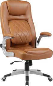 Irodai szék, barna ekobőr/ezüst, teherbírás 150 kg, GREKO