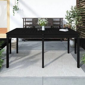 Fekete tömör fenyőfa kerti asztal 159,5 x 82,5 x 76 cm