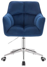 HR550K Tengerkék modern velúr szék krómozott lábbal