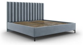 Világoskék kárpitozott ágyneműtartós franciaágy ágyráccsal 200x200 cm Casey – Mazzini Beds