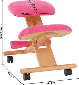 Ergonomikus térdelőszék, rózsaszín/bükkfa, GROCO