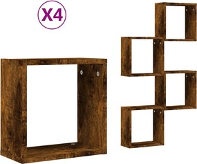 vidaXL 4 db füstös tölgy színű fali kockapolc 30 x 15 x 30 cm