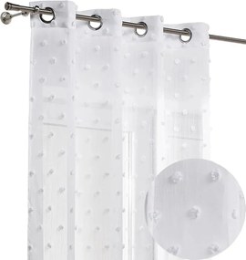 Pomponokkal Díszített Kész Függöny 260x140 fehér