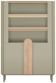 Amilio vitrines szekrény 100 cm kétajtós lábakon - eukaliptusz / baltic dune tölgy / natúr tölgy fogantyúk